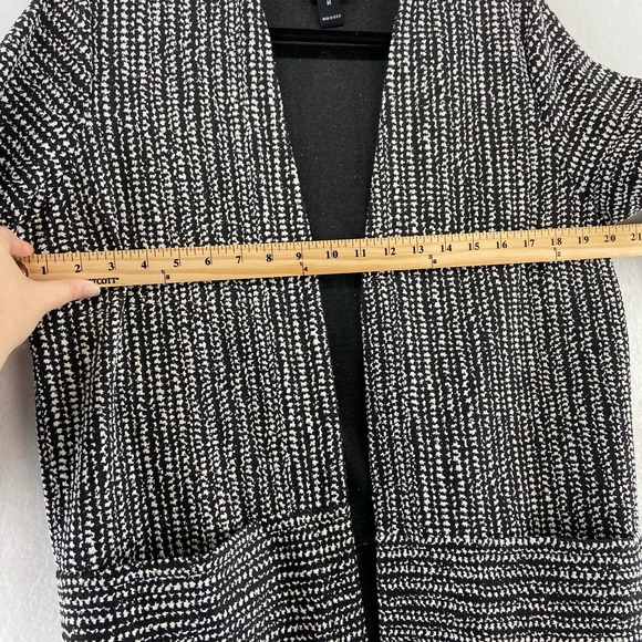 Clara Sun Woo Long Open Front Cardigan Sz Medium Black Print Pockets - Picture 7 of 8